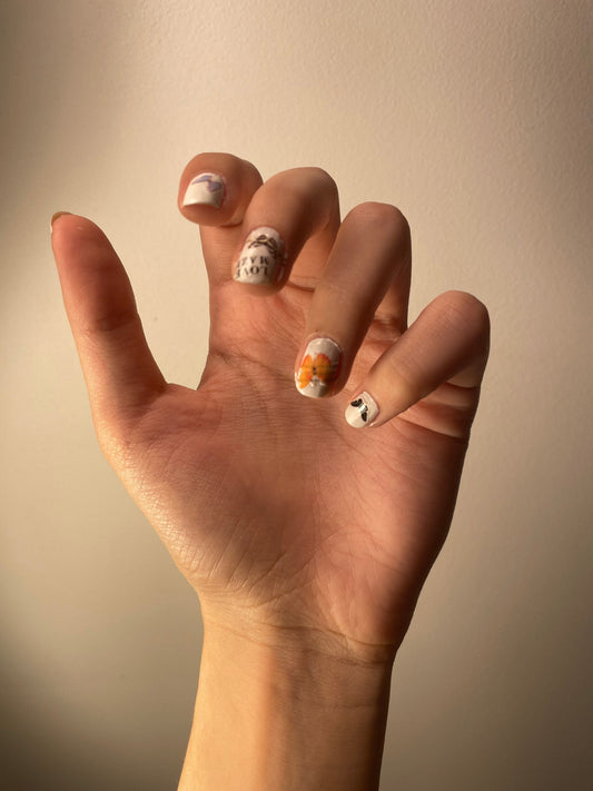 Nail stickers / Nail art / Yellow butterfly and flowers nail stickers / DIY Manicure Art Nails