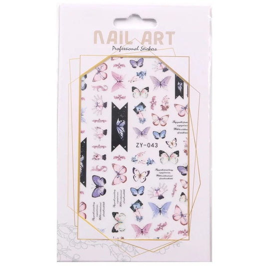 Nail stickers / Nail art / Pastels butterfly and flowers nail stickers / DIY Manicure Art Nails