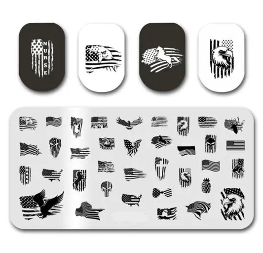 American made for nails Stamp plate For DIY Manicure Art Nail Stamping Tool Stamping Plate / 4rth of July nails