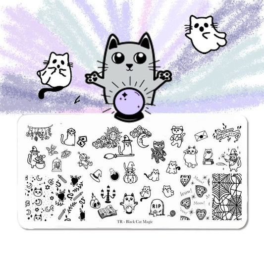Black Cat Magic Nail Art Stamping Plate