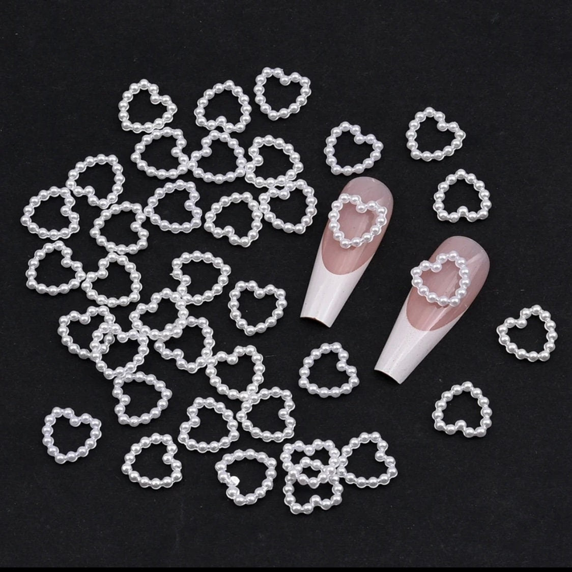 Heart Pearl Nail Charms