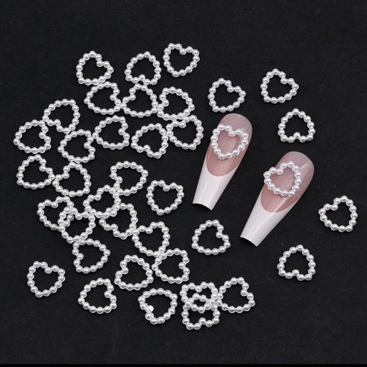 Heart Pearl Nail Charms