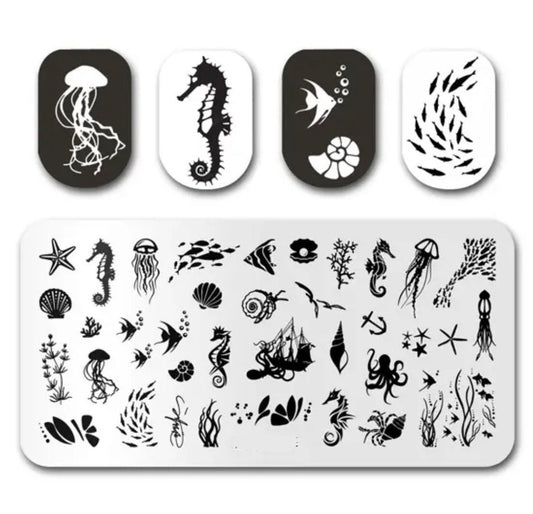 Sea creature inspired Stamp For DIY Manicure Art Nail Stamping Tool Stamping Plate