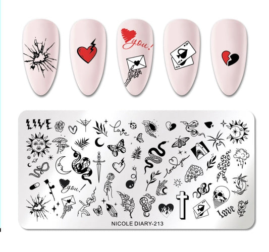 Sweet Love Valentines Nail Stamping Plate For DIY Manicure Art / Nail Art Template Stamping Tool Stencil / Stamping Plate for Nail Design