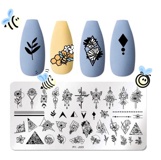 Flowers and Bees Nail Art Stamping Plate Nail Stamp For DIY Manicure Art Nail Stamping Tool Stamping Plate