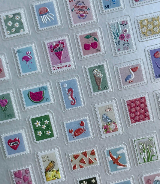 Supe cute stamp themed nail stickers / Nail art / 5D nail stickers / DIY Manicure Art Nails