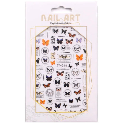 Nail stickers / Nail art / Yellow butterfly and flowers nail stickers / DIY Manicure Art Nails