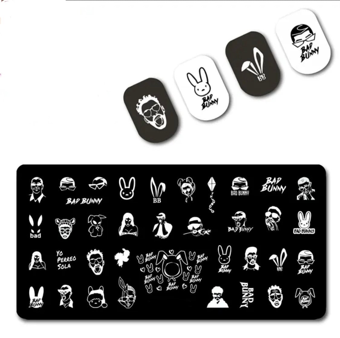 Bad Bunny Nails Stamp plate For DIY Manicure Art Nail Stamping Tool Stamping Plate