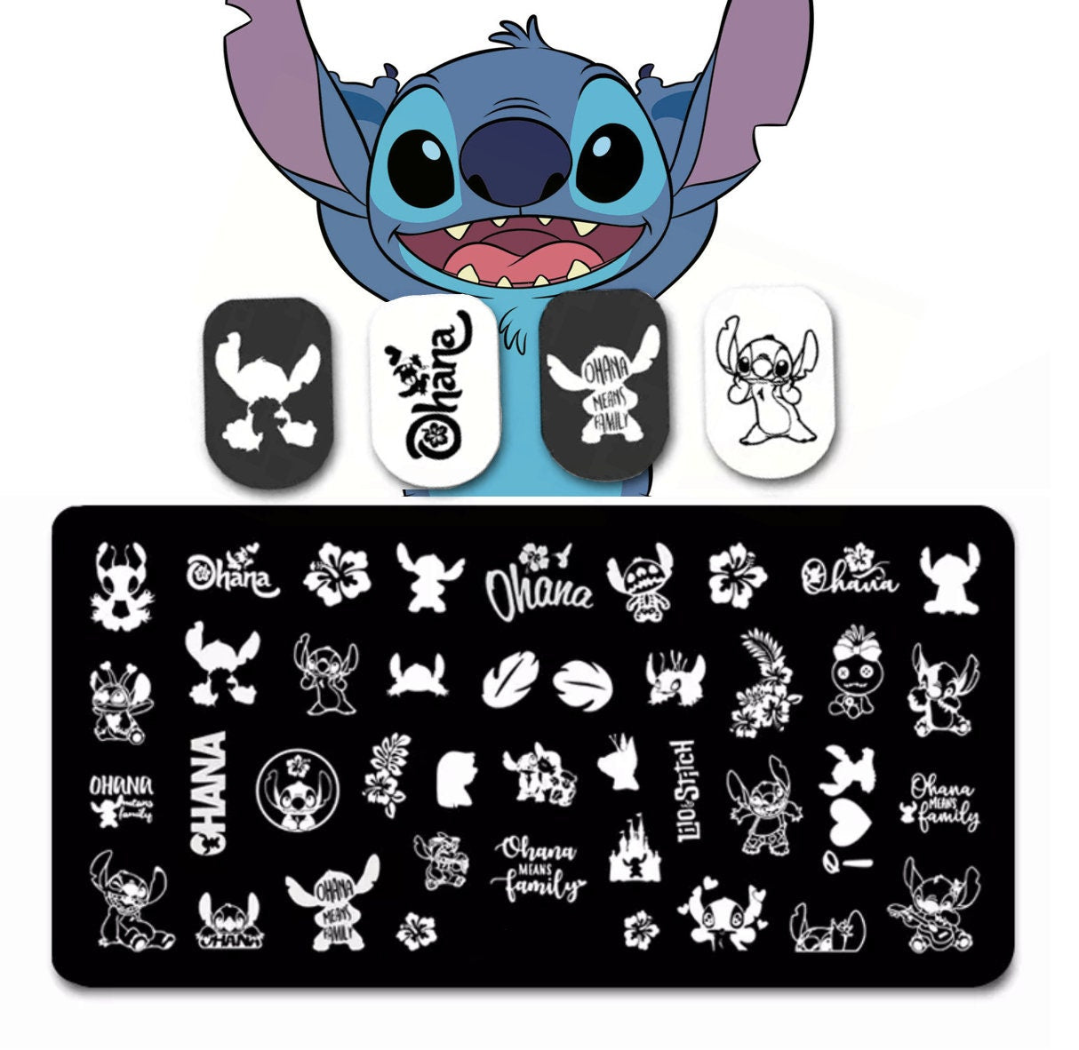 Ohana Nail Stamp Plate For DIY Manicure Nail Art Stamping Tool Stamping Plate / Lilo and Stich