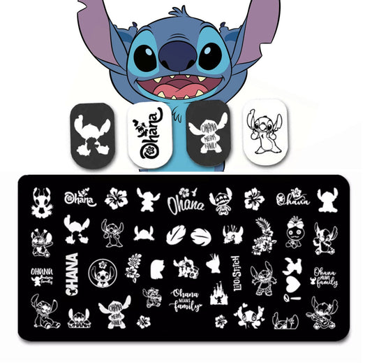 Ohana Nail Stamp Plate For DIY Manicure Nail Art Stamping Tool Stamping Plate / Lilo and Stich