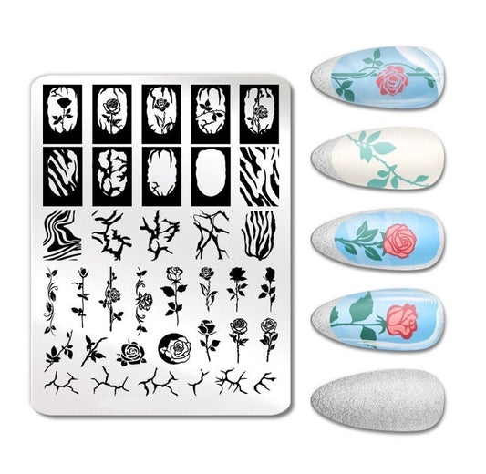 Roses XL art Stamping Plate Nail Stamp For DIY Manicure Art Nail Stamping Tool Stamping Plate, stamping plate for nails