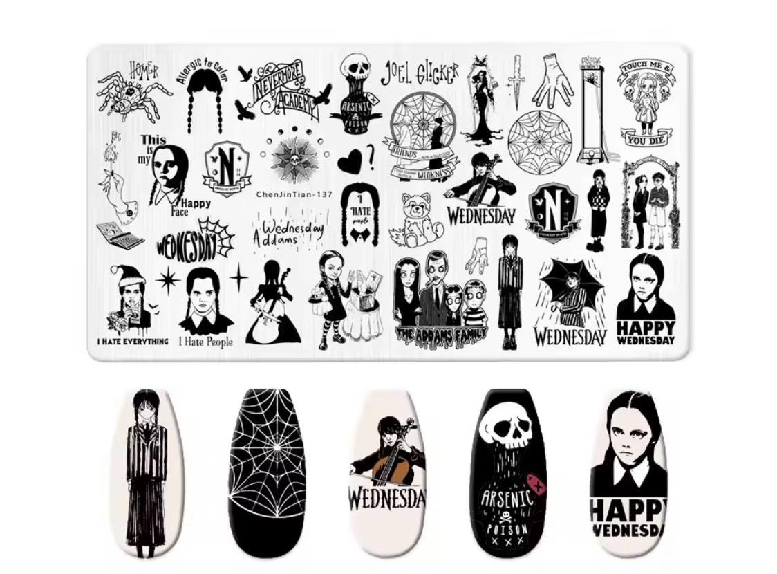 wednesday Nail Stamp Plate For DIY Manicure Nail Art Stamping Tool Stamping Plate