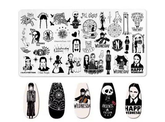wednesday Nail Stamp Plate For DIY Manicure Nail Art Stamping Tool Stamping Plate
