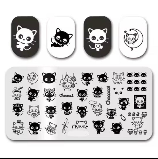 Chococat cartoon Nail Stamp Plate For DIY Manicure Nail Art Stamping Tool Stamping Plate Kawaii