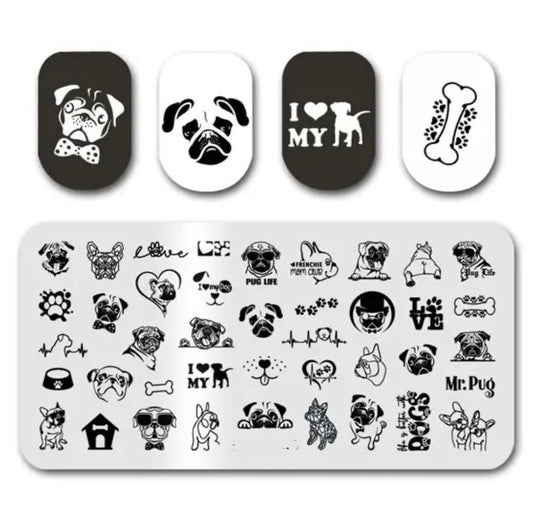 Pugs Stamp For DIY Manicure Art Nail Stamping Tool Stamping Plate
