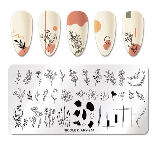 Natural Flowers Nail Stamping Plate For DIY Manicure Art / Nail Art Template Stamping Tool Stencil / Stamping Plate for Nail Design