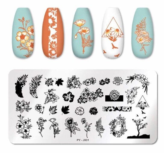 Flowers Nail Stamping Plate For DIY Manicure Art / Nail Art Template Stamping Tool Stencil / Stamping Plate for Nail Design