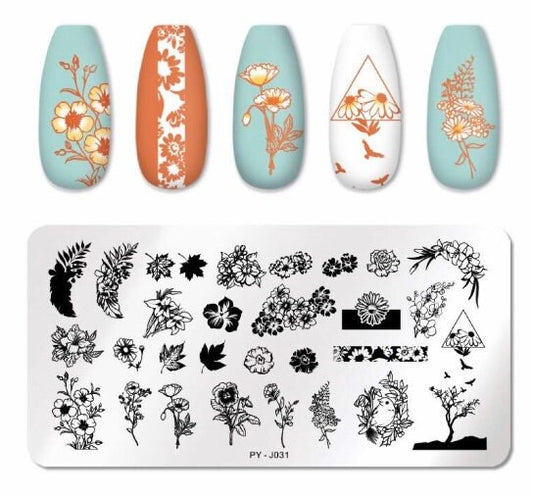 Flowers Nail Stamping Plate For DIY Manicure Art / Nail Art Template Stamping Tool Stencil / Stamping Plate for Nail Design