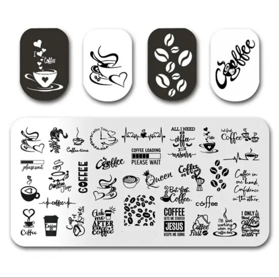 Coffee Stamp For DIY Manicure Art Nail Stamping Tool Stamping Plate