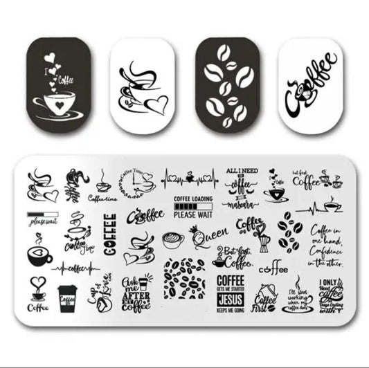 Coffee Stamp For DIY Manicure Art Nail Stamping Tool Stamping Plate
